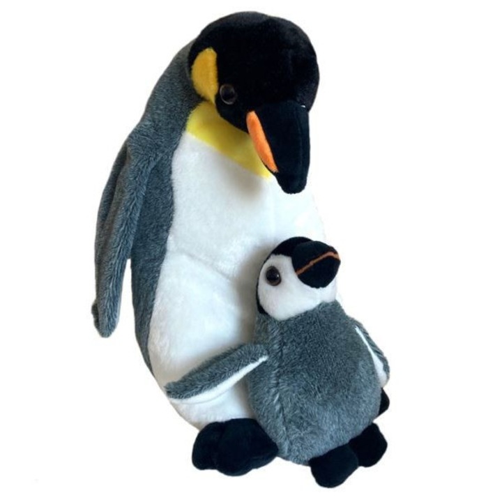 Mascota pinguin cu un copil 25 cm