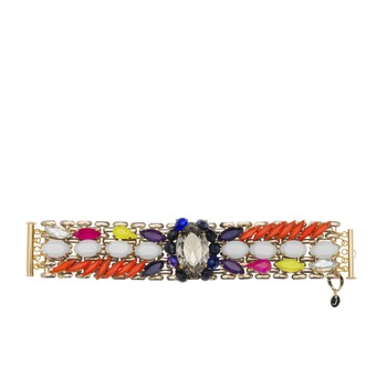 Bratara din cristale Swarovski®pictate manual si lant placat cu aur de 24K, Joomay, Mimosa Orange Bratara din cristale Swarovski®pictate manual si lant placat cu aur de 24K, Joomay, Mimosa Orange