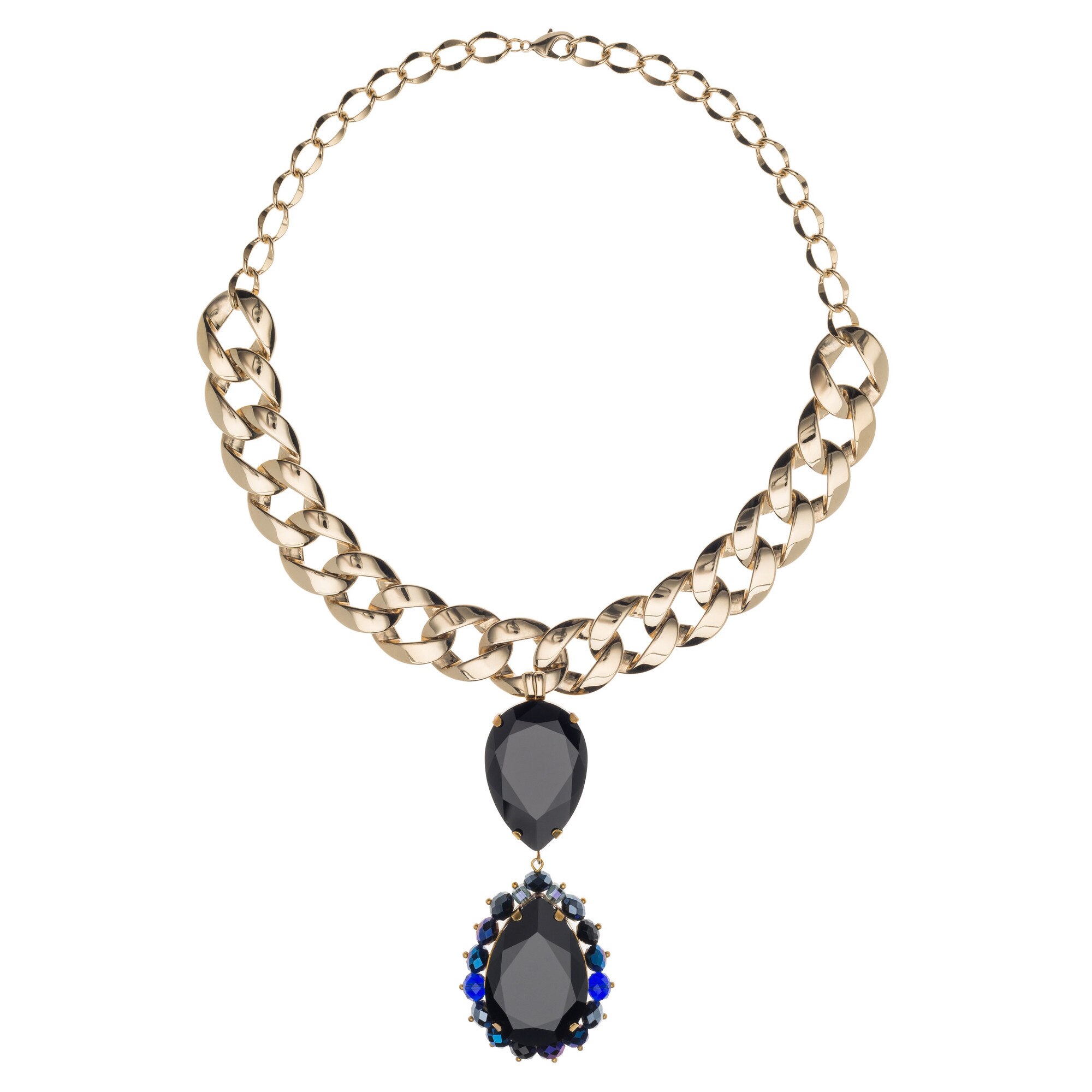 Colier din cristale Swarovski®pictate manual si lant placat cu aur de 24K, Joomay, Sirius Black