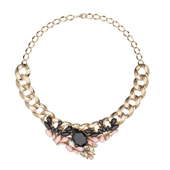 Colier din cristale Swarovski®pictate manual si lant placat cu aur de 24K, Joomay, Electra Black Colier din cristale Swarovski®pictate manual si lant placat cu aur de 24K, Joomay, Electra Black