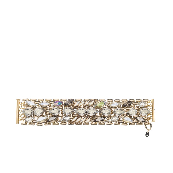 Bratara din cristale Swarovski®pictate manual si lant placat cu aur de 24K, Joomay, Aludra Glittering