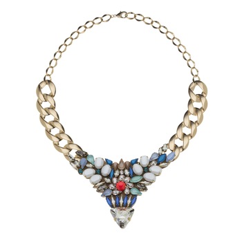 Colier din cristale Swarovski®pictate manual si lant placat cu aur de 24K, Joomay, Becrux Light Blue Colier din cristale Swarovski®pictate manual si lant placat cu aur de 24K, Joomay, Becrux Light Blue