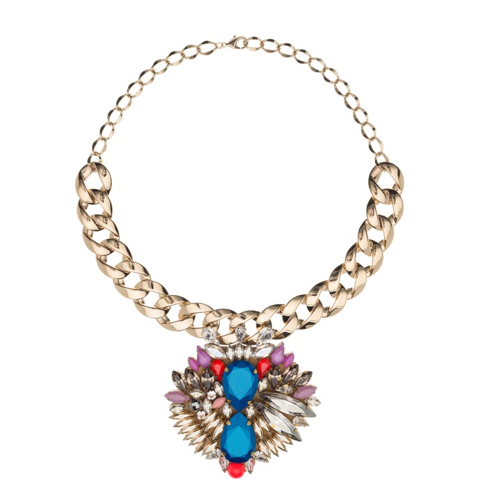 Colier din cristale Swarovski®pictate manual si lant placat cu aur de 24K, Joomay, Bellatrix