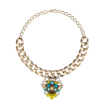 Colier din cristale Swarovski®pictate manual si lant placat cu aur de 24K, Joomay, Mira Neon Yellow Colier din cristale Swarovski®pictate manual si lant placat cu aur de 24K, Joomay, Mira Neon Yellow