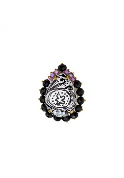 Brosa din cristale Swarovski®pictate manual si lant placat cu aur de 24K, Joomay, Chara Black Joy Brosa din cristale Swarovski®pictate manual si lant placat cu aur de 24K, Joomay, Chara Black Joy