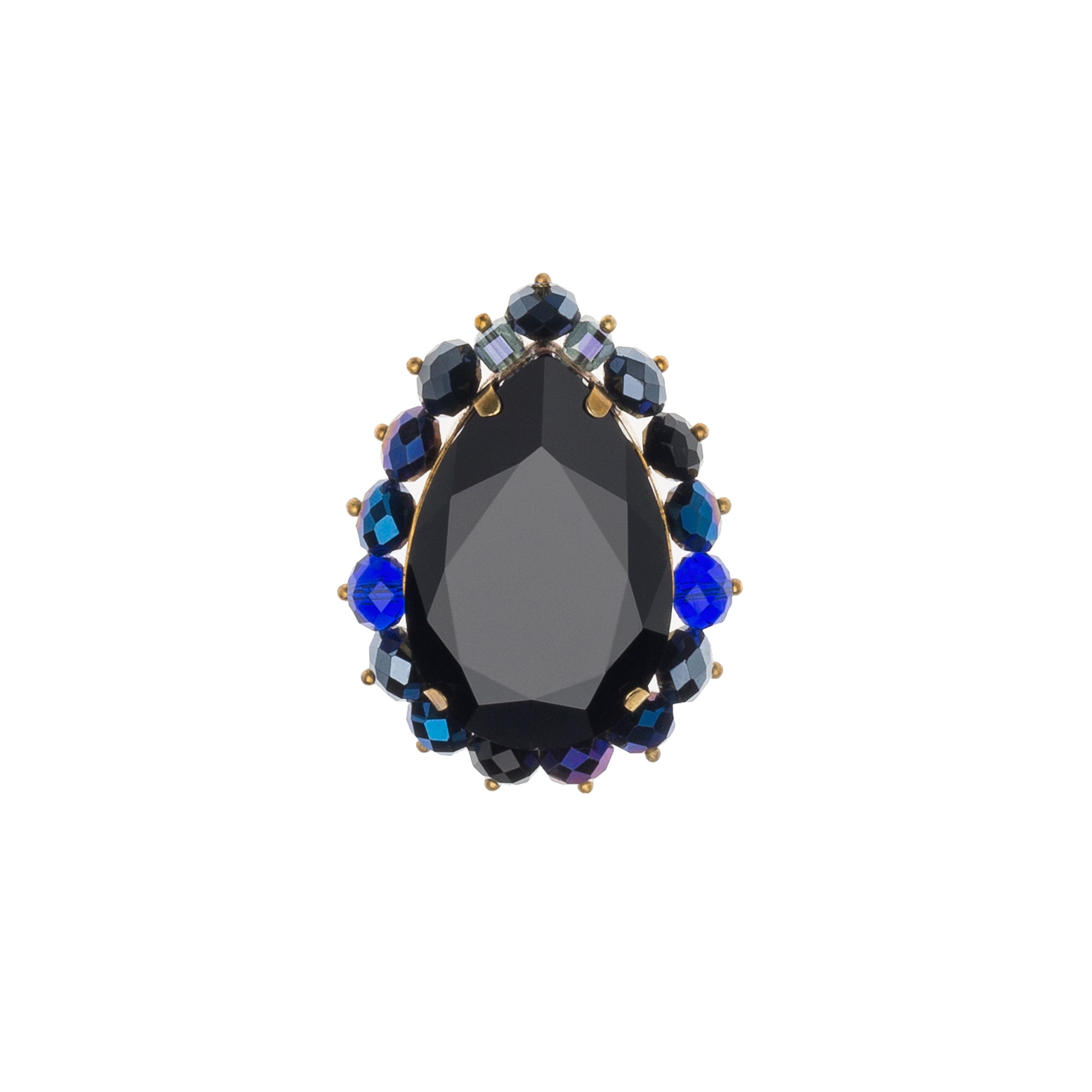 Brosa din cristale Swarovski®pictate manual si lant placat cu aur de 24K, Joomay, Chara Black
