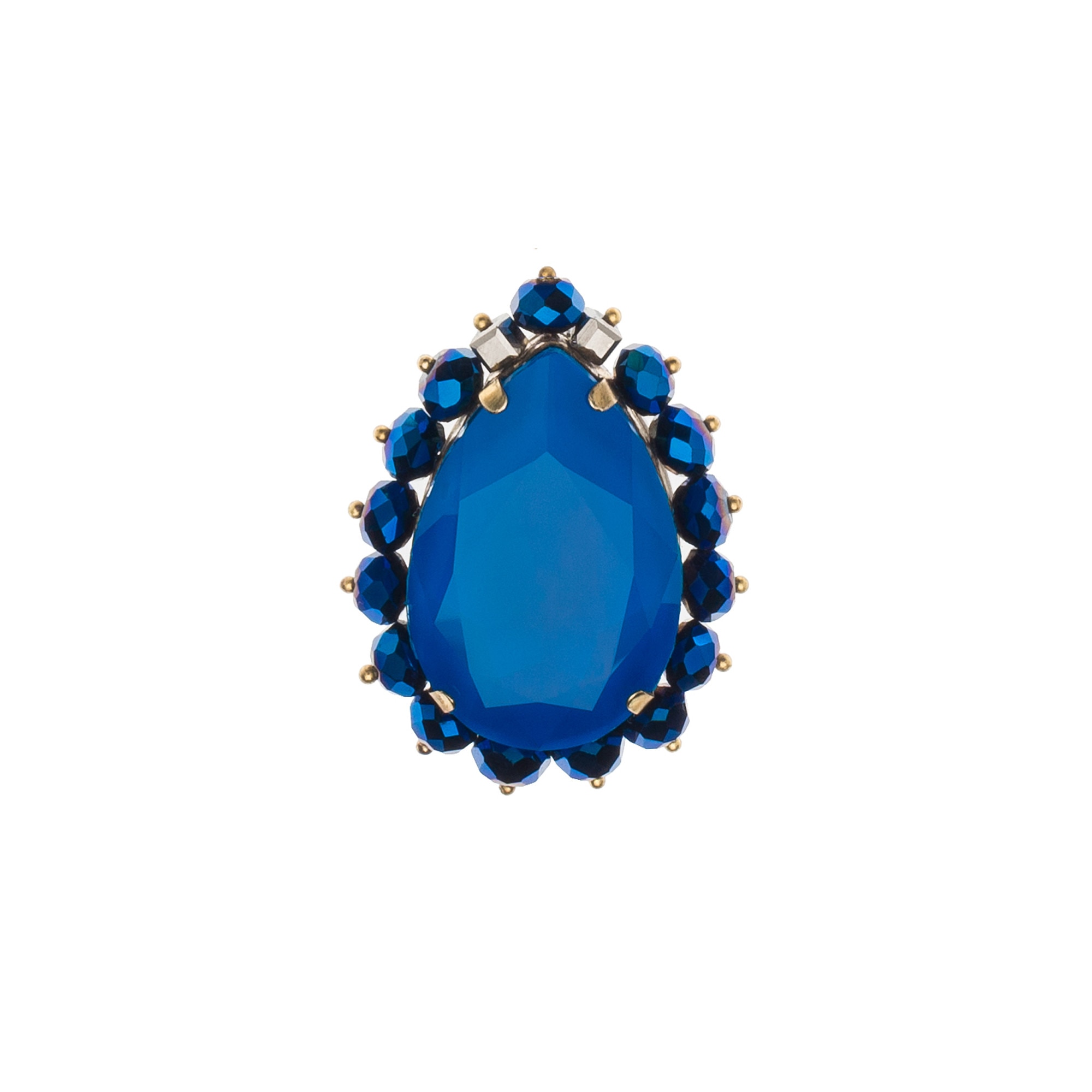 Brosa din cristale Swarovski®pictate manual si lant placat cu aur de 24K, Joomay, Chara Neon Blue