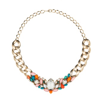 Colier din cristale®pictate manual si lant placat cu aur de 24K, Joomay, Ain Orange Colier din cristale®pictate manual si lant placat cu aur de 24K, Joomay, Ain Orange