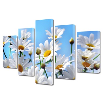 Tablou Multicanvas 5 Piese Flori, Flori in camp, 60 x 100 cm Tablou Multicanvas 5 Piese Flori, Flori in camp, 60 x 100 cm