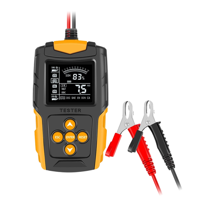 Тестер за батерии, Eurokomp, дигитален, 12/ 24 V, оранжев/ черен