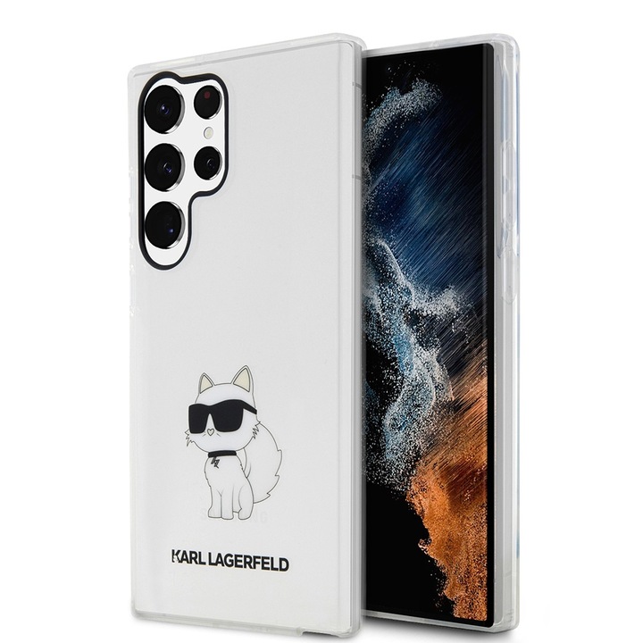 Samsung Galaxy S23 Ultra tok – Karl Lagerfeld kemény tok, átlátszó (KLHCS23LHNCHTCT) – Ikonik Choupette