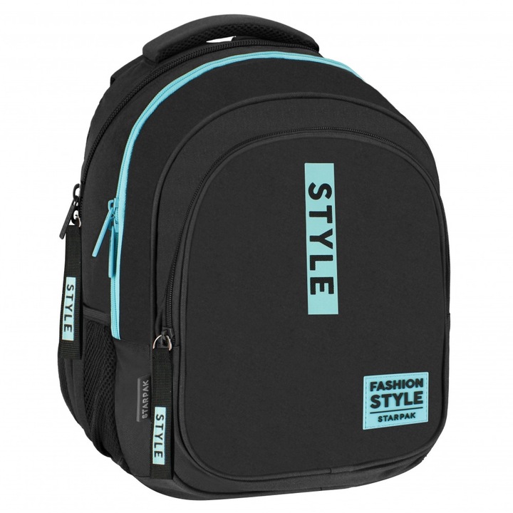 Hátizsák, Starpak, 47 x 34 x 20 cm, fekete/türkiz