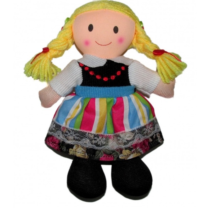 Papusa, Textil, 20 cm, Multicolor