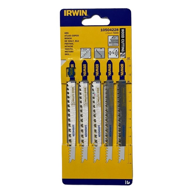 Комплект от 5 дървени остриета, Irwin, T234X, сребро