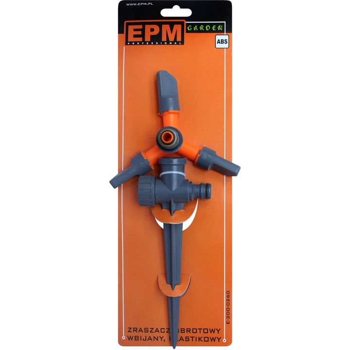 Разпръсквач за напояване с 3 рамена, EPM, пластмаса, черен/оранжев