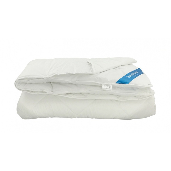 Pilota hipoalergenica 4 anotimpuri, Poldaun, Microfibra/Poliester, 160x200 cm, Alb