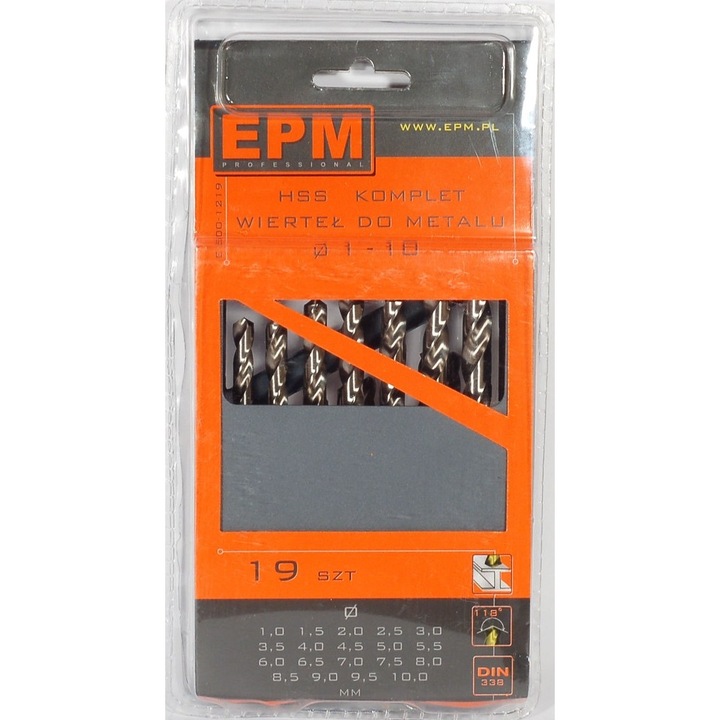 Комплект свредла EPM 1-10мм 19 бр