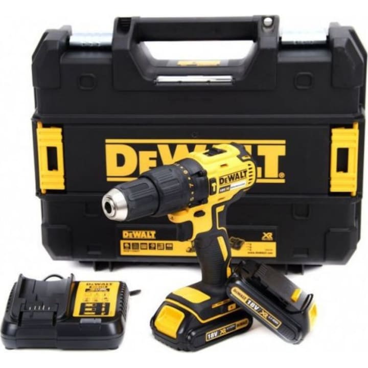 Akkumulátoros fúrókészlet, Dewalt, 18V, fekete/sárga