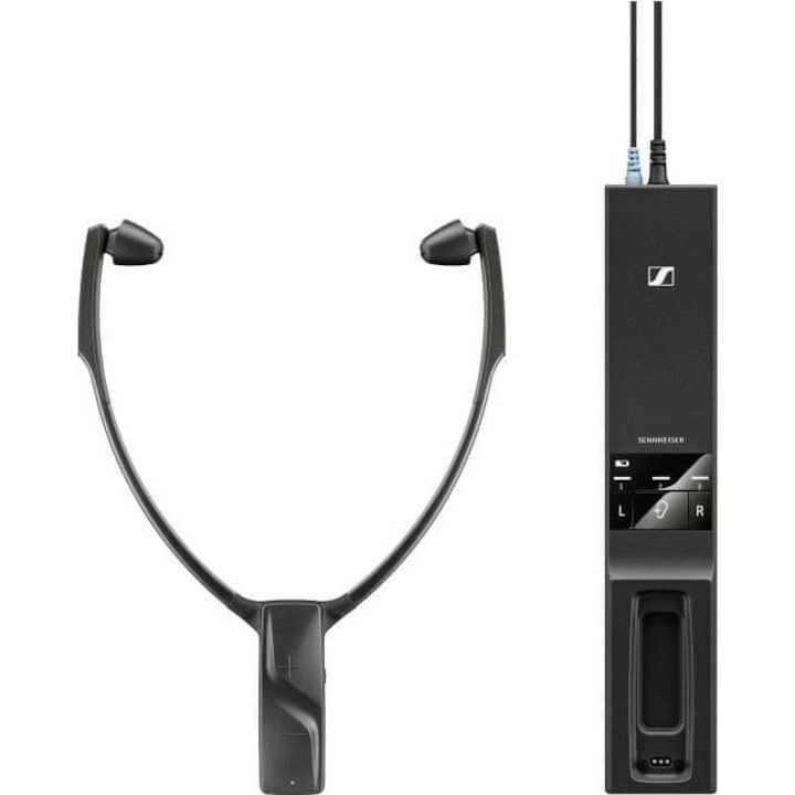 Vezeték nélküli fejhallgató töltőállomással, Sennheiser, RS 5200, 12 órás lejátszás, fekete