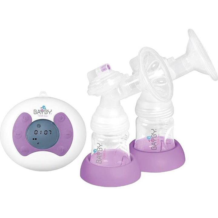 Dupla mellszívó, Bayby, elektromos, lila/átlátszó