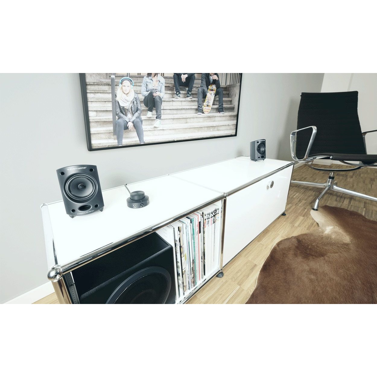 Set boxe model Moody BT, Wavemaster, 2.1, Putere RMS Kit/Subwoofer 65W/35W, Bluetooth, Iesire casti, Negru