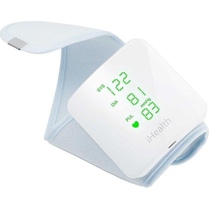 Tensiometru, iHealth, De incheietura, Alb/Gri