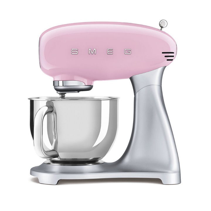 Планетарен миксер Smeg SMF02PKEU, 50's Style, 800 W, 4.8 л купа, 10 скорости, Розов
