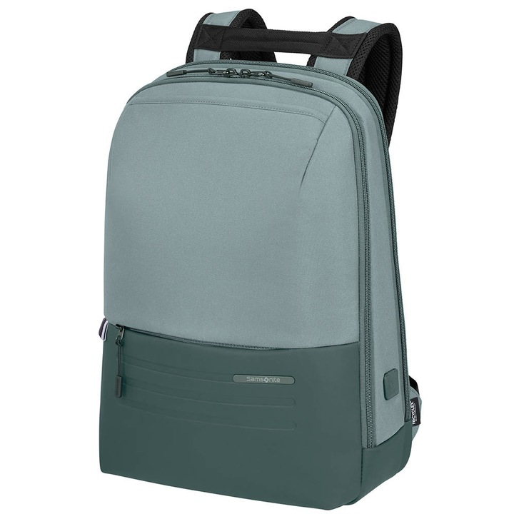 Rucsac pentru laptop 15.6'' model StackD Biz, Samsonite, Poliester reciclat, Capacitate 16.5 l, 44 x 31,5 x 18,5 cm, Gri