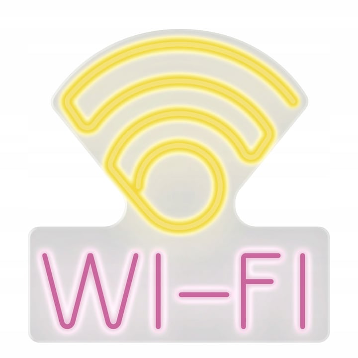 Decoratiune luminoasa LED neon WiFi, C4T, Plastic/Silicon, 53x55 cm, Galben/Rosu