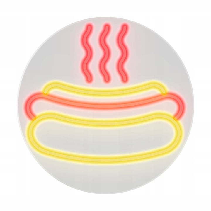 Decoratiune luminoasa LED neon Hot Dog, C4T, Plastic/Silicon, 20x55 cm, Galben/Rosu