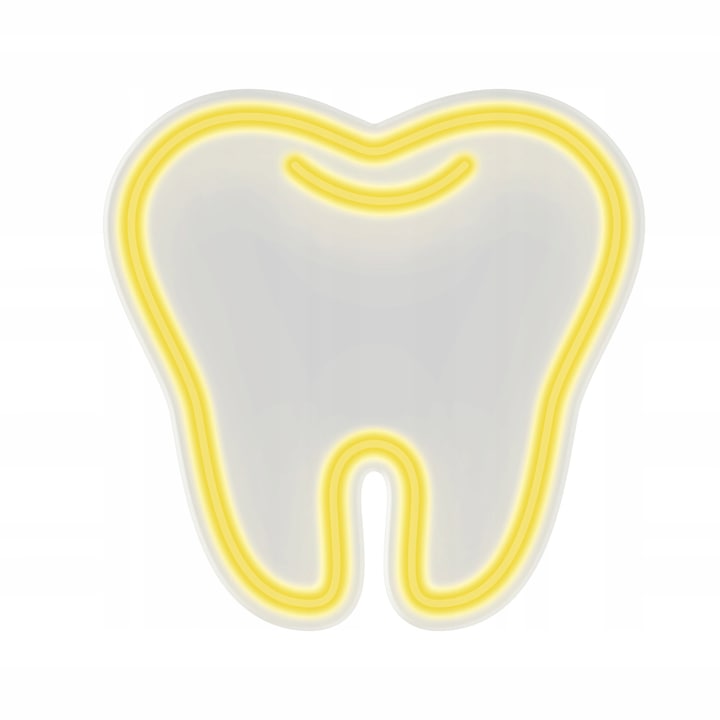 Decoratiune luminoasa LED neon dentist, C4T, Plastic/Silicon, 60x60 cm, Galben