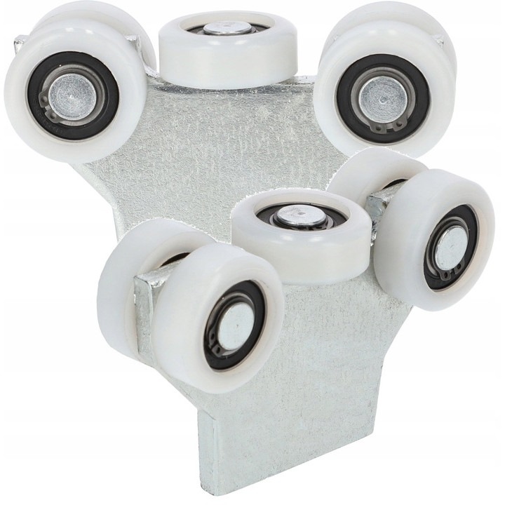 Set 2 roti pentru usi glisante, Kotarbau, Otel/Poliamida, Rola 43 mm, 139x88.5 mm, Alb