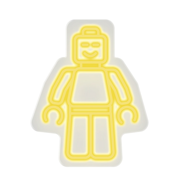 Decoratiune luminoasa LED neon lego, C4T, Plastic/Silicon, 40x50 cm, Galben