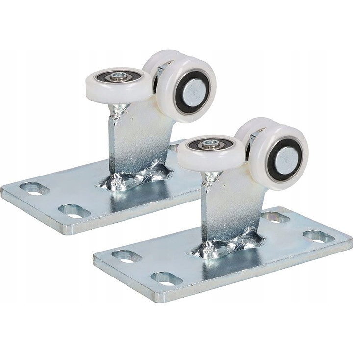Set 2 roti pentru usi glisante, Kotarbau, Otel/Poliamida, Diametru 25 mm, Alb
