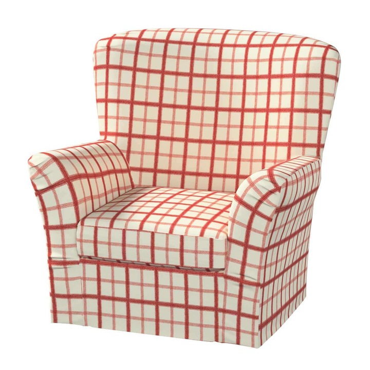 Калъф за фотьойл Tomelilla, Dekoria, Памук/Полиестер, Карирано, Бяло/Червено