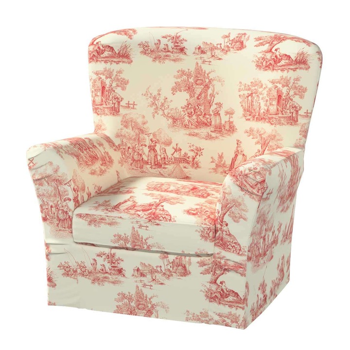 Калъф за стол Tomelilla, Dekoria, Памук/Полиестер, Ивоар/Червен