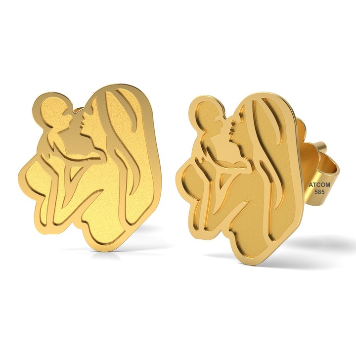 Cercei din aur galben model Mama cu copil