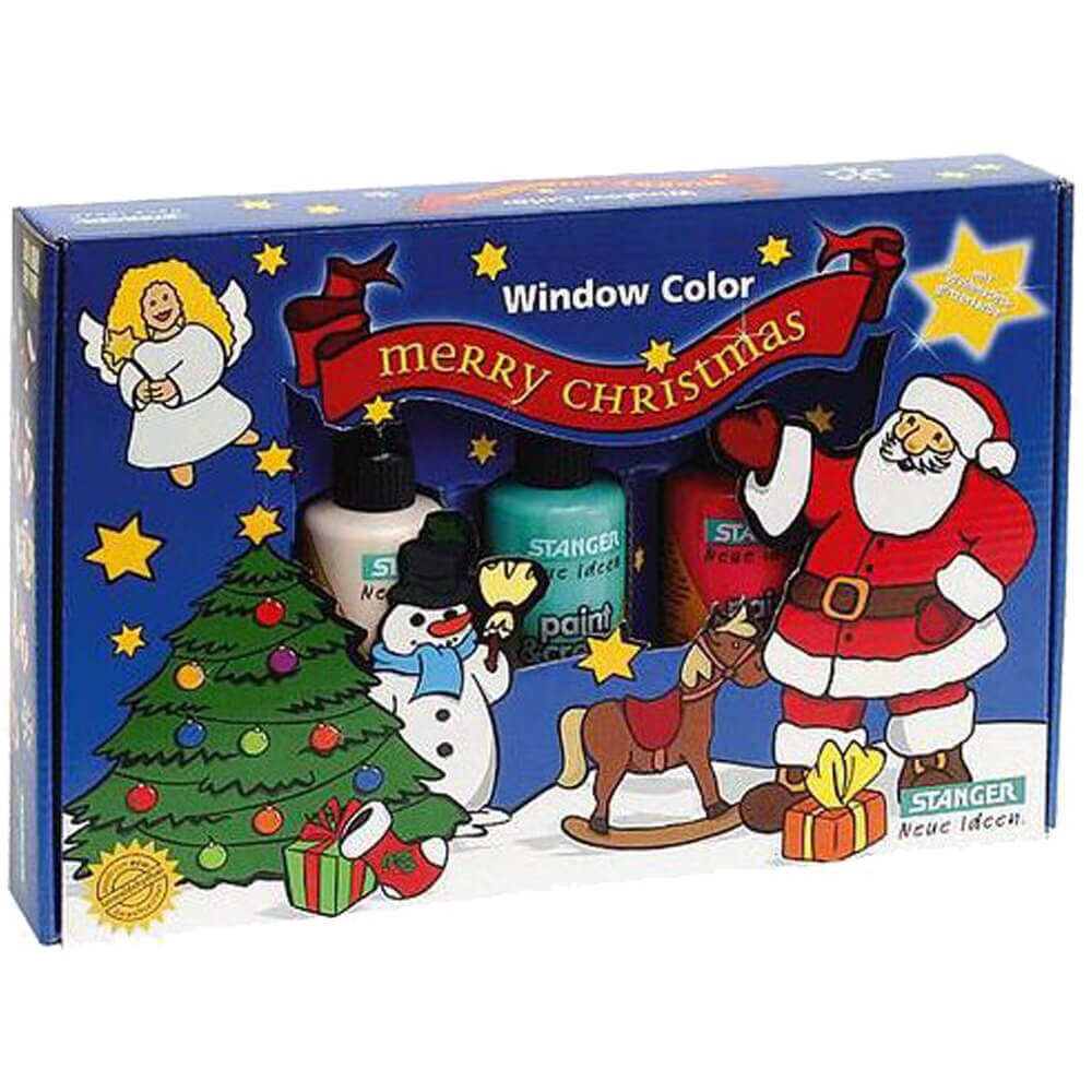 Set decoratiuni sticla, STANGER, Merry Christmas, 5 culori si modele decorative