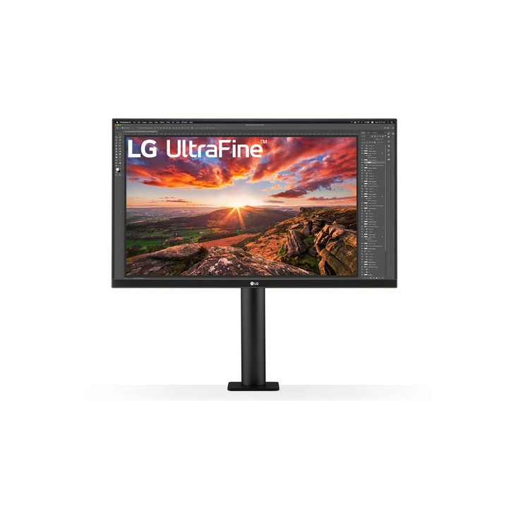 LG UltraFine 27UN880P-B Monitor, 27", IPS, 4K 3840x2160, HDR, HDMI, DP, USB-C, Hangszóró, Pivot, Fekete