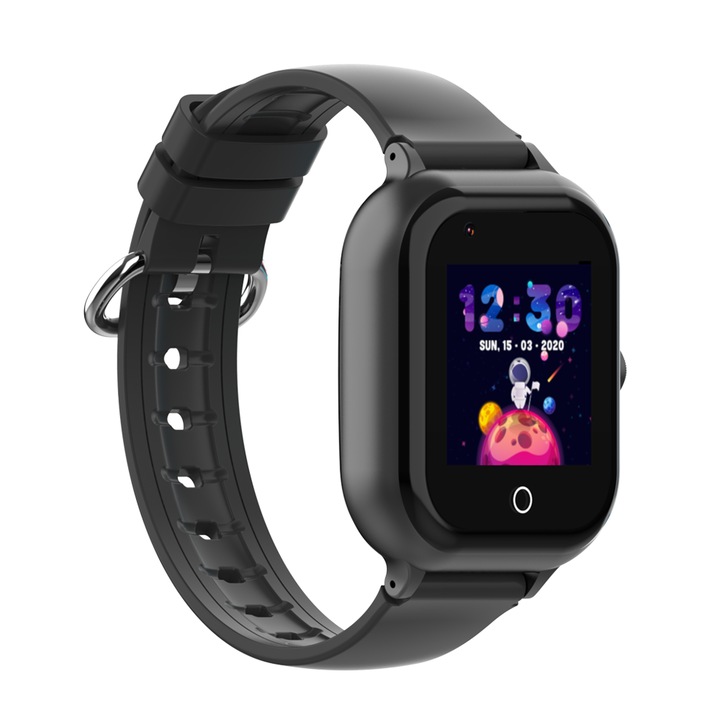 Ceas Smartwatch Copii, Localizare prin GPS, Camera Frontala, Buton SOS, Functie telefon, Apel Video, Negru, DF64C, Aida HER®