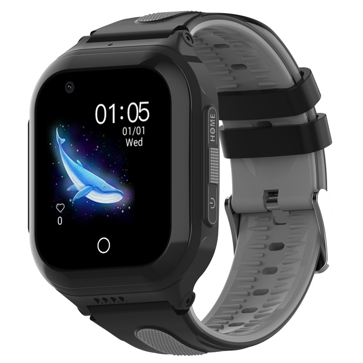Ceas Smartwatch Copii, Localizare prin GPS, Camera Frontala, Buton SOS, Functie telefon, Apel Video, Negru, DF70C1, Aida HER®