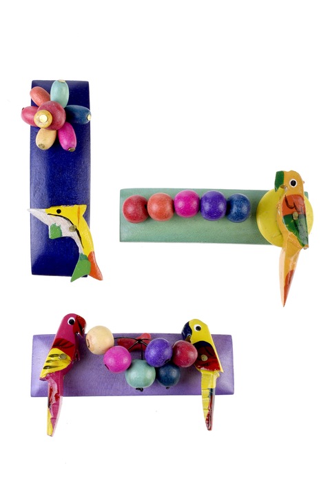 3 db-os hajcsat készlet, Gloria Maris Handmade, Parrot09 Multicolor, 7 x 4 cm