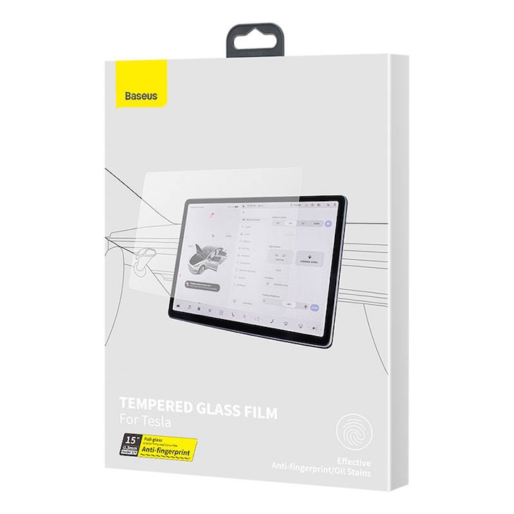 Baseus Crystal Tesla Model 3/Y képernyővédő fólia, 15'', edzett üveg, 0,3 mm