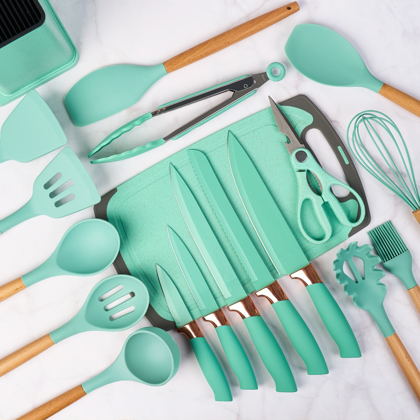 Set de utensilios de cocina de silicona para niños