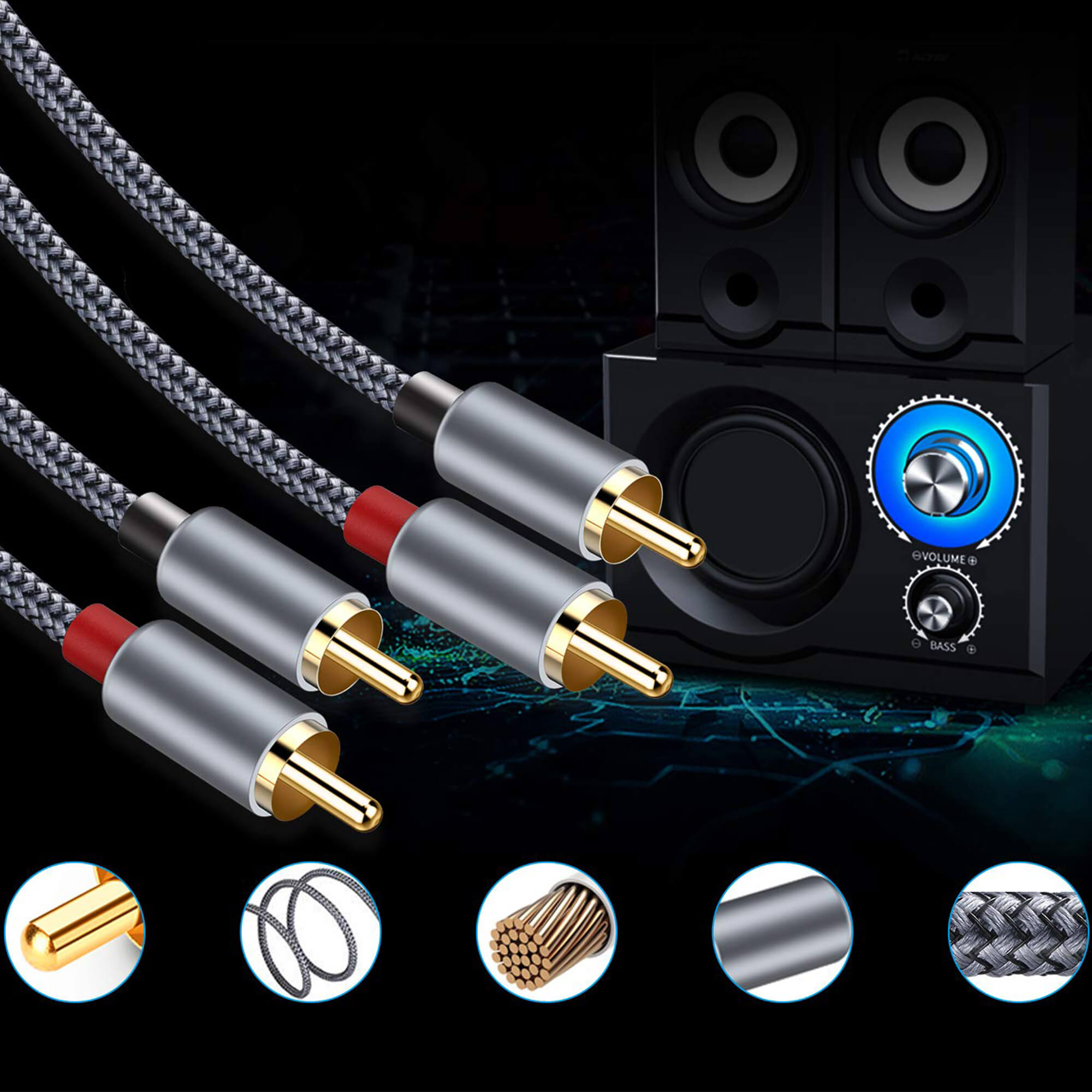 Audiokábel 2 RCA dugó – 2 RCA dugó 1M Reagle Cinch PRO HQ Audio sztereó ...