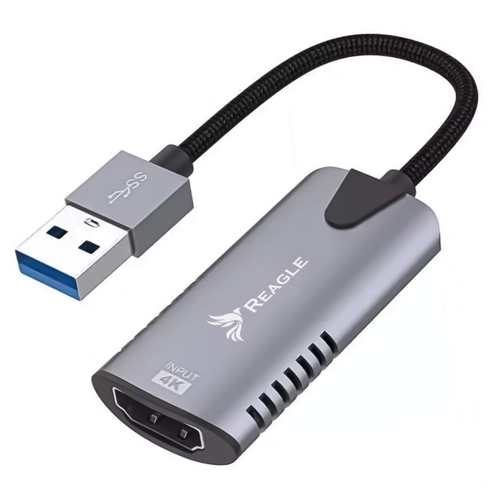 Placa de Captura VIDEO GRABBER USB la HDMI 4K Reagle pentru Captura si Conversie a Semnalului