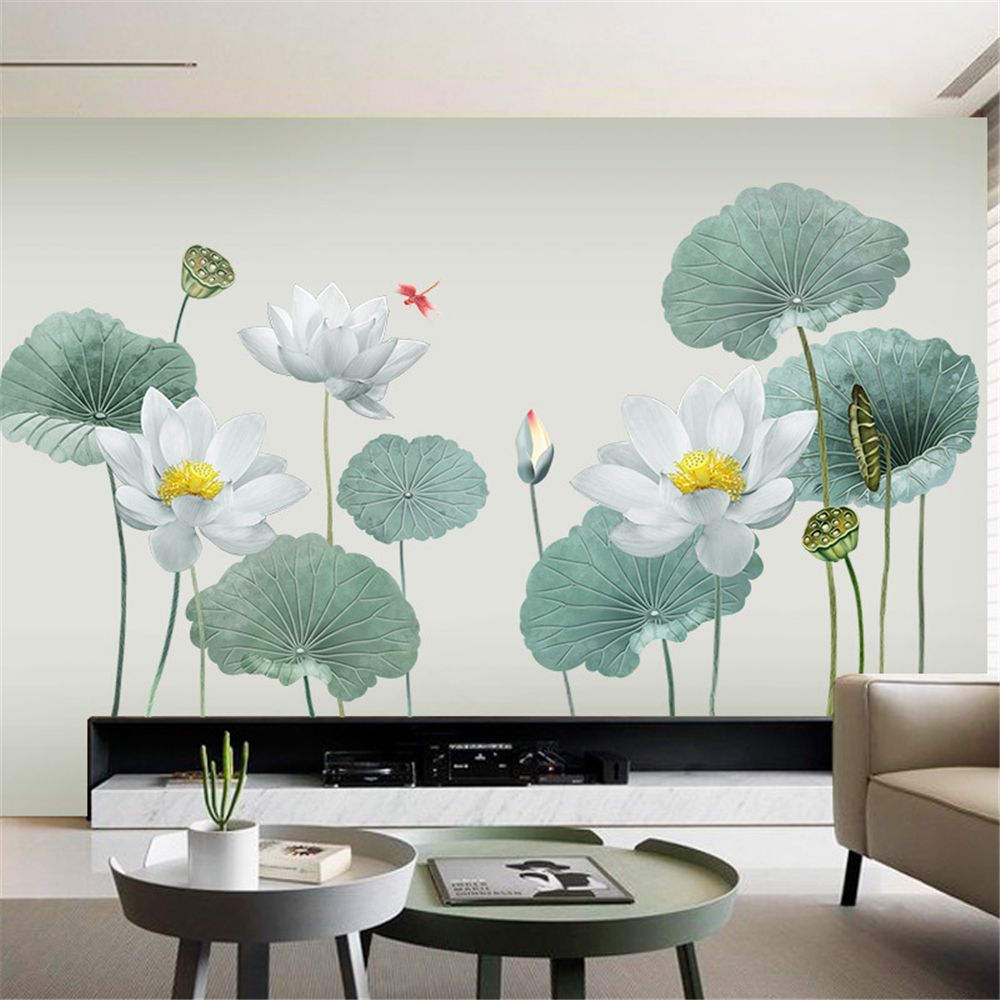 Sticker Decorativ cu Flori Albe de Lotus Luxer, Autocolant White Lotus ...