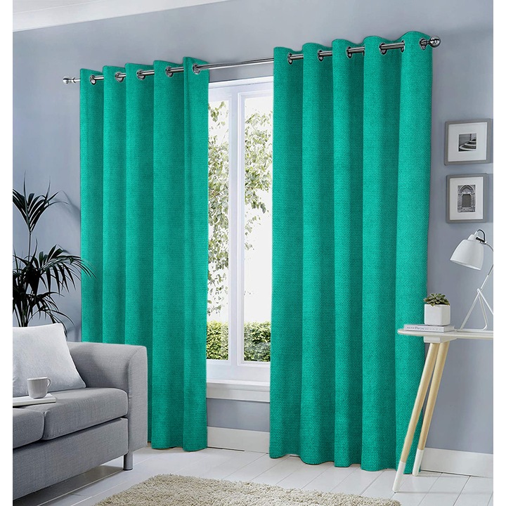 Draperie tip tesatura in cu inele gri, Madison, 200x235 cm, densitate 700 g/ml, Marjan, 1 buc