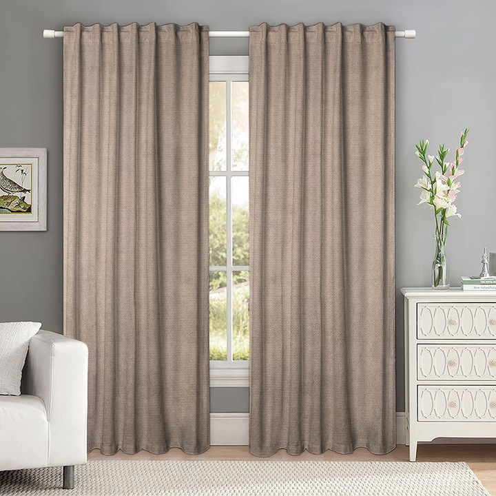 Draperie tip tesatura in cu rejansa transparenta cu ate pentru galerie, Madison, 250x275 cm, densitate 700 g/ml, Vilfredo, 1 buc