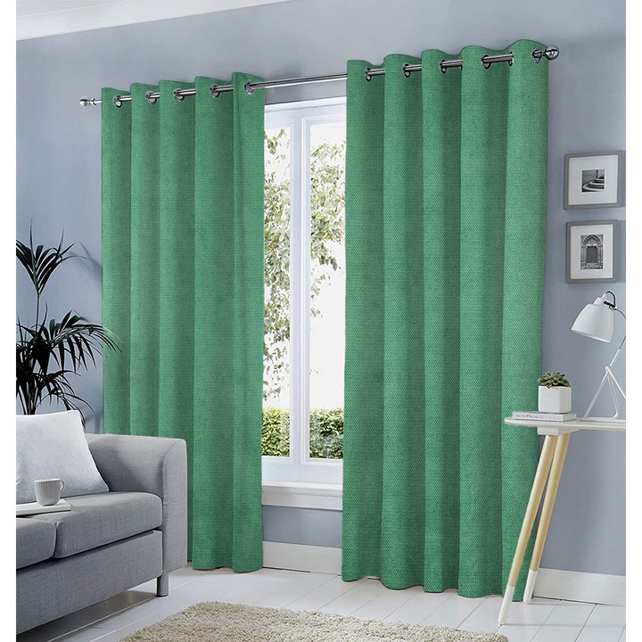 Draperie tip tesatura in cu inele gri, Madison, 150x220 cm, densitate 700 g/ml, Fahim, 1 buc